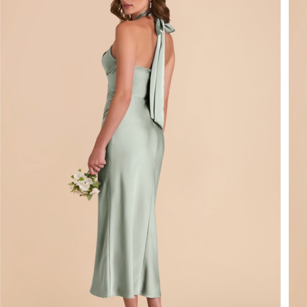 Monique Halter Bridesmaid Dress in Matte Satin Sage